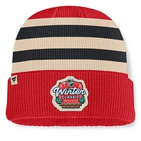 Bonnet en tricot à revers classique d'hiver 2025 de la LNH Fanatics pour hommes, rouge/crème, Chicago Blackhawks