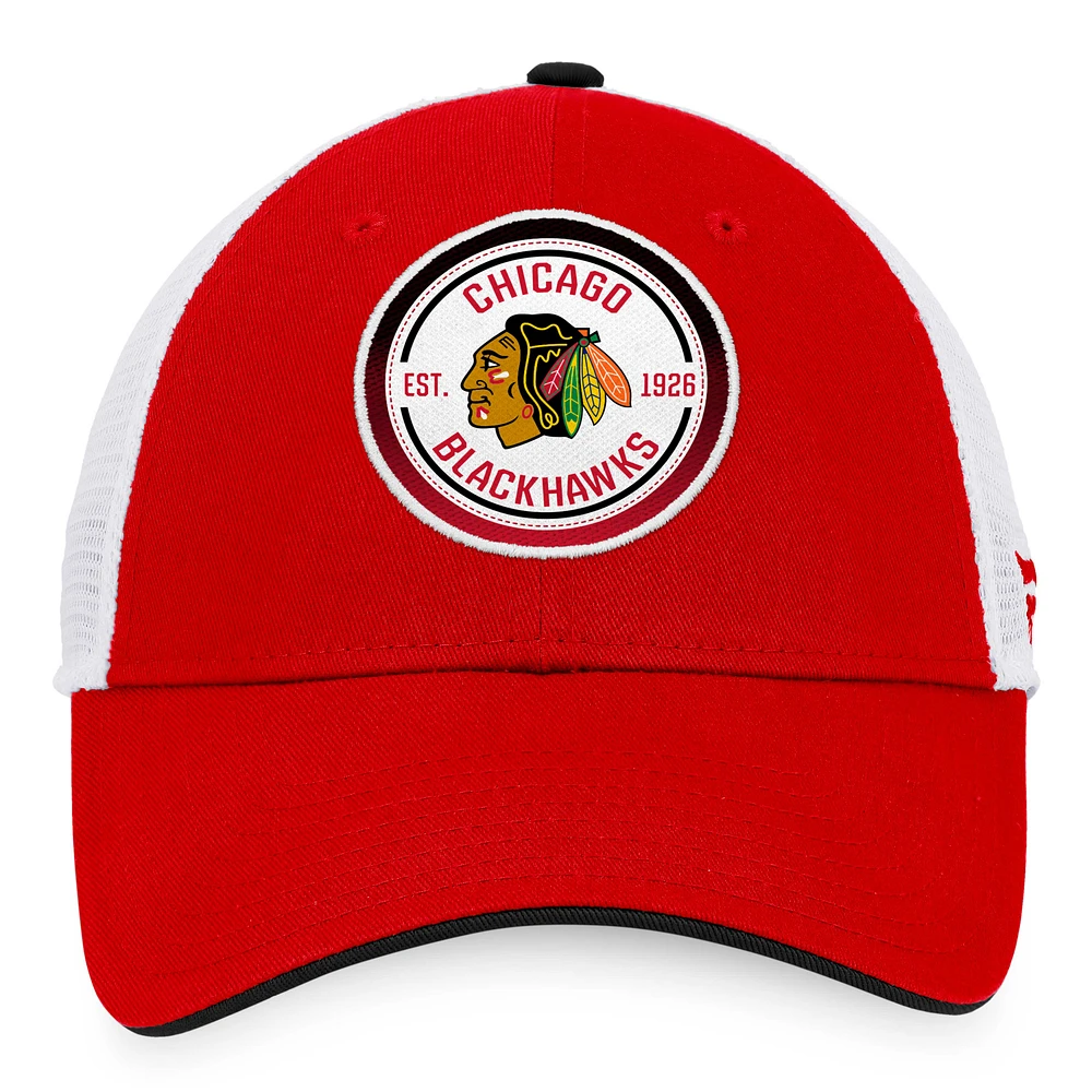 Casquette Snapback de camionneur dégradé emblématique des Chicago Blackhawks Fanatics rouge/blanc pour hommes