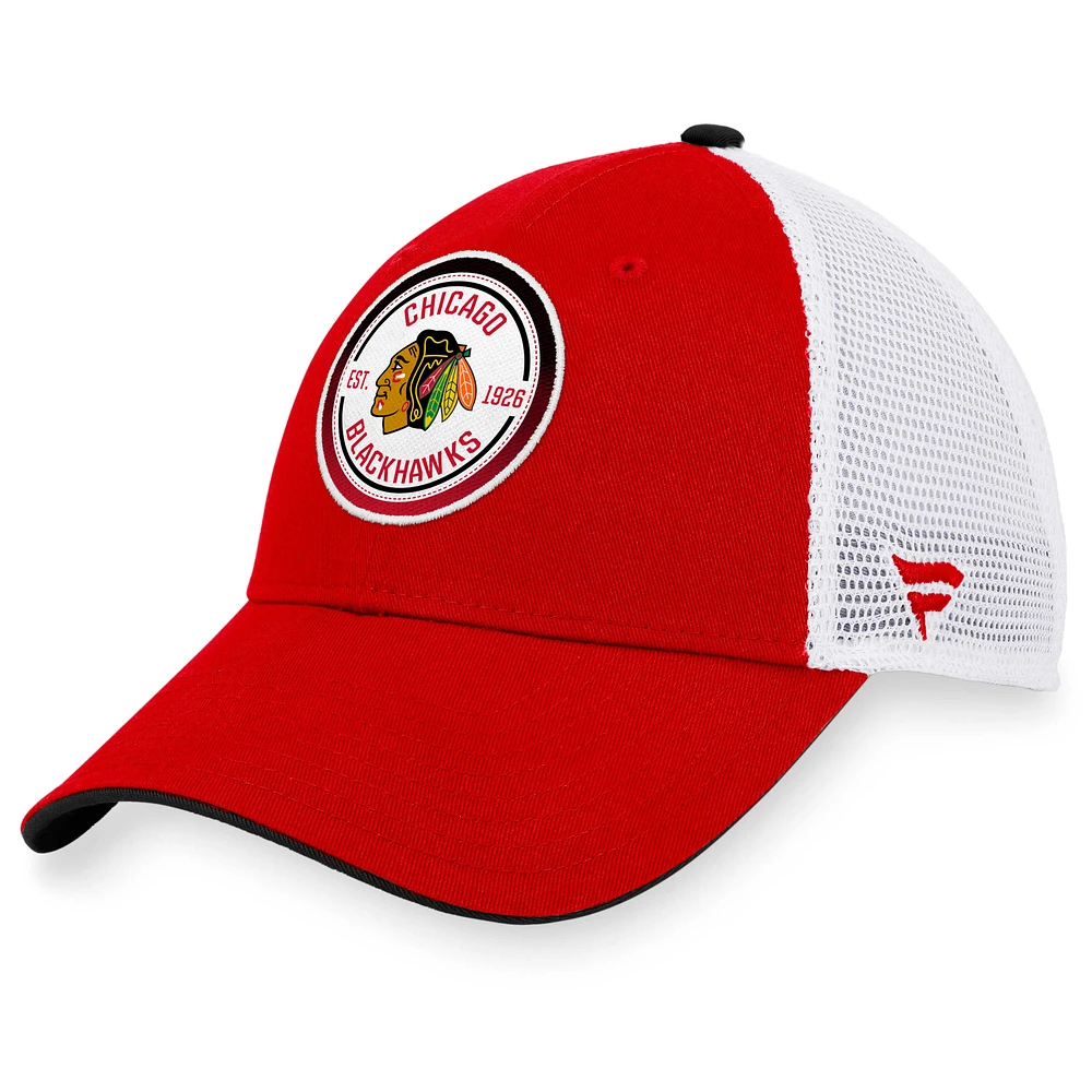 Casquette Snapback de camionneur dégradé emblématique des Chicago Blackhawks Fanatics rouge/blanc pour hommes