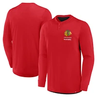 Men's Fanatics Red Chicago Blackhawks Adrenaline Push Long Sleeve Henley Shirt