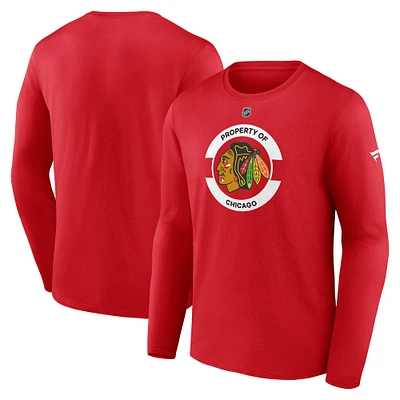 T-shirt à manches longues secondaire authentique Pro Core des Blackhawks de Chicago pour hommes Fanatics Red