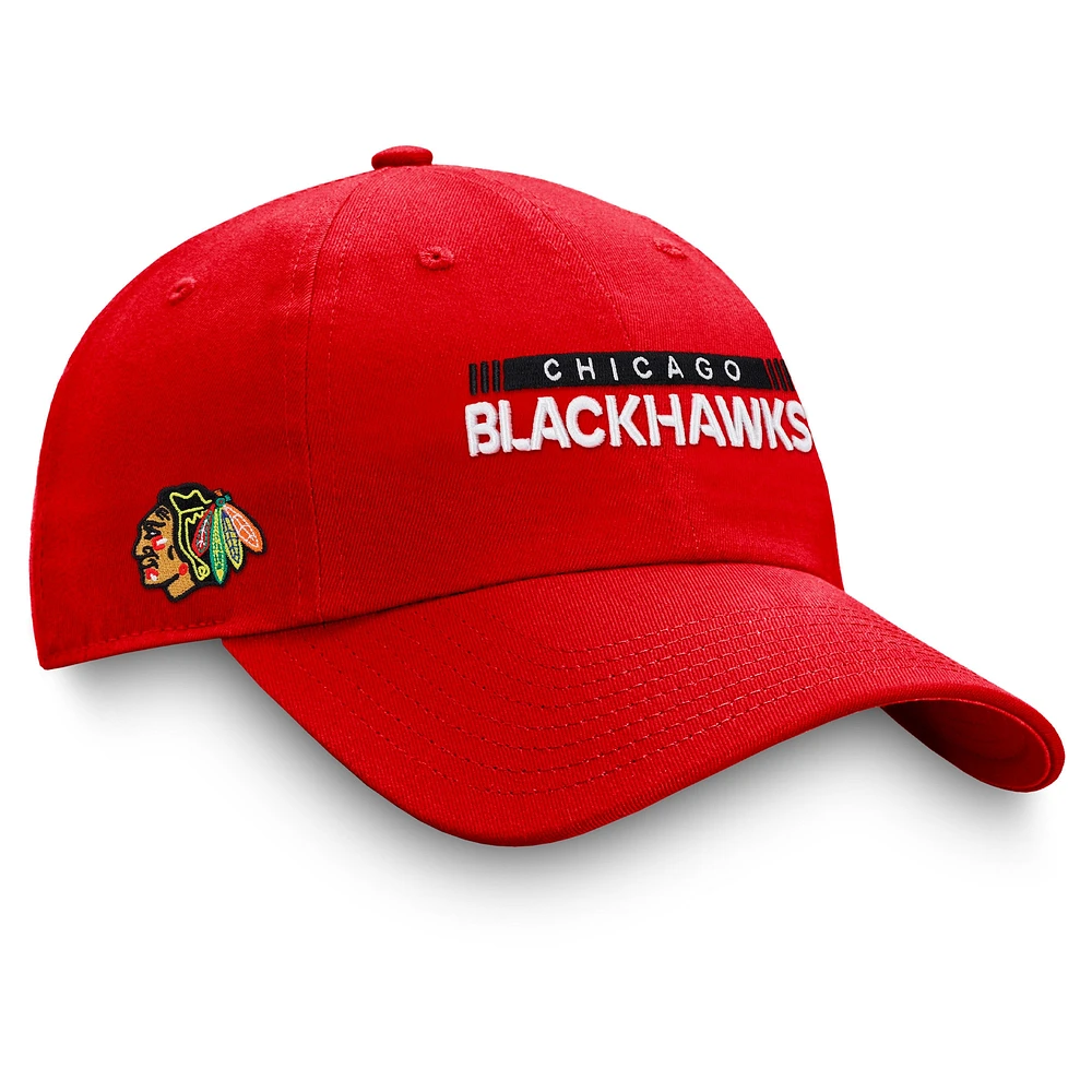 Casquette réglable rouge Chicago Blackhawks Authentic Pro Rink Fanatics pour hommes