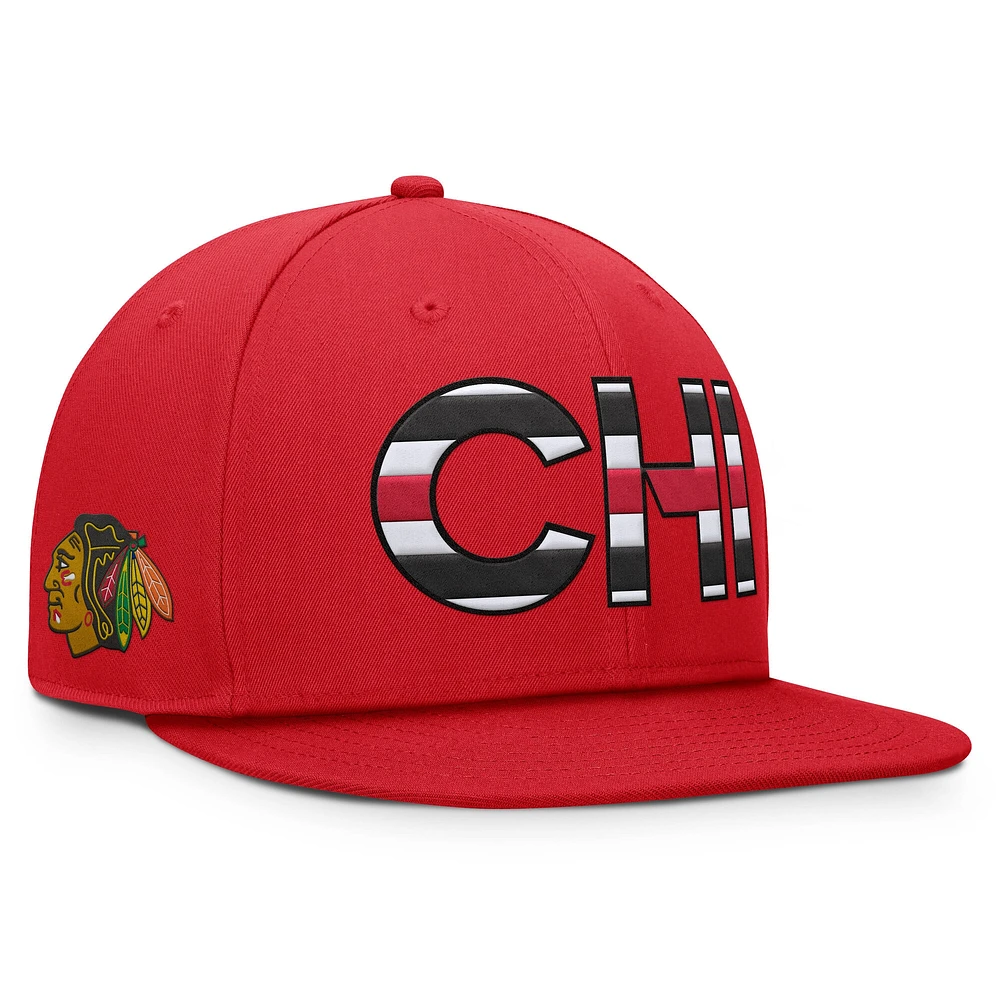 Casquette Snapback authentique Pro Team Rink des Blackhawks de Chicago pour hommes Fanatics Red