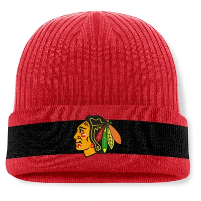 Bonnet en tricot à revers pour homme Fanatics Red Chicago Blackhawks Blueliner