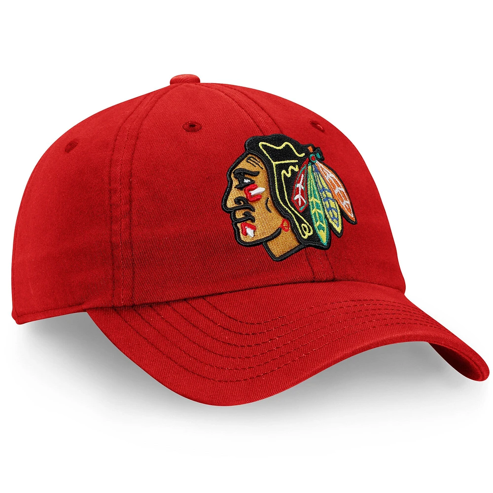 Casquette ajustable Core Fundamental rouge Fanatics pour homme des Blackhawks de Chicago