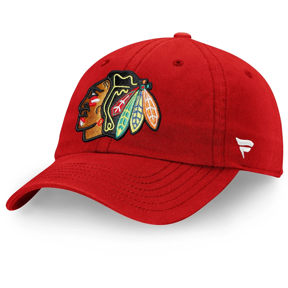 Casquette réglable rouge avec logo principal des Blackhawks de Chicago Fanatics pour hommes