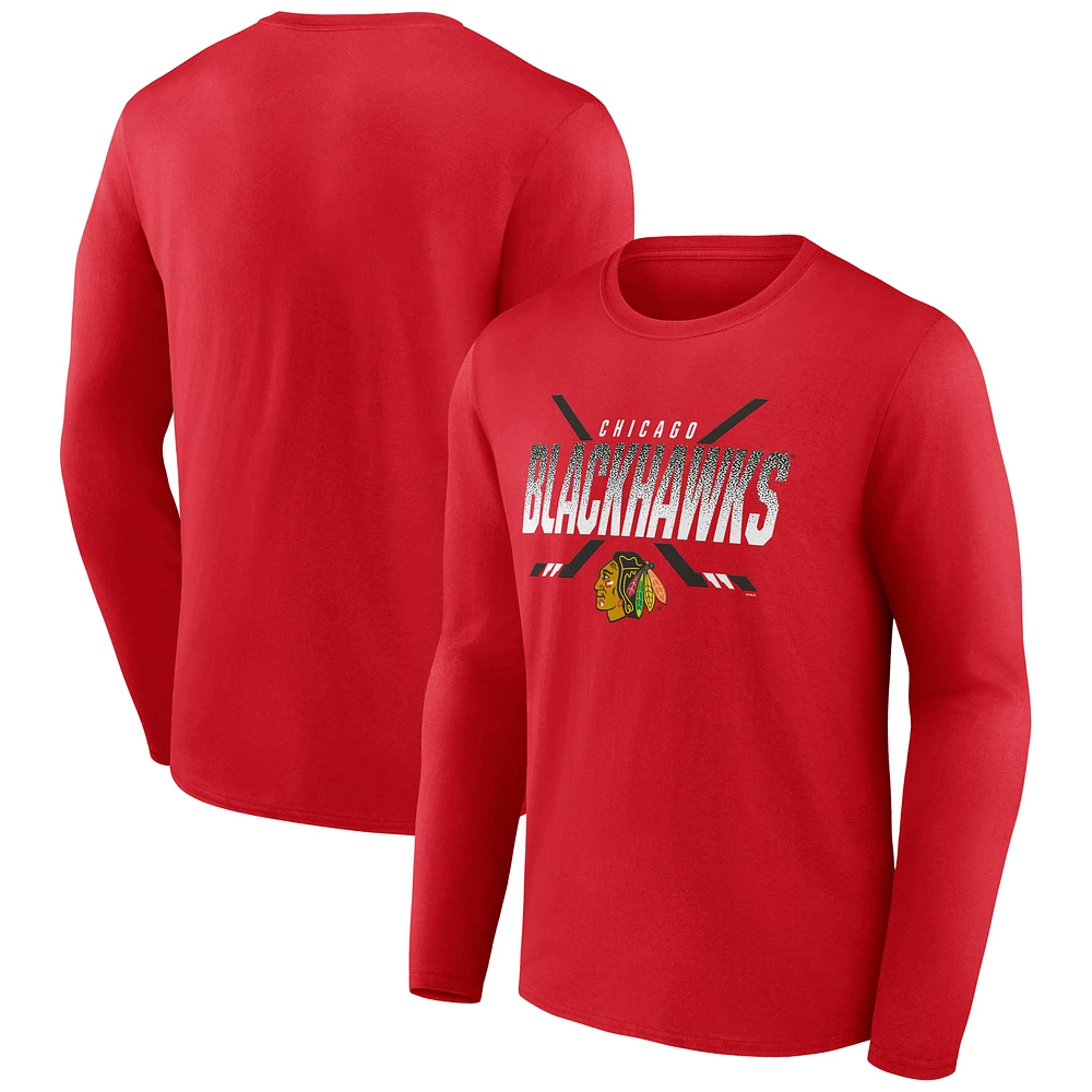 Men's Fanatics Red Chicago Blackhawks Covert Long Sleeve T-Shirt