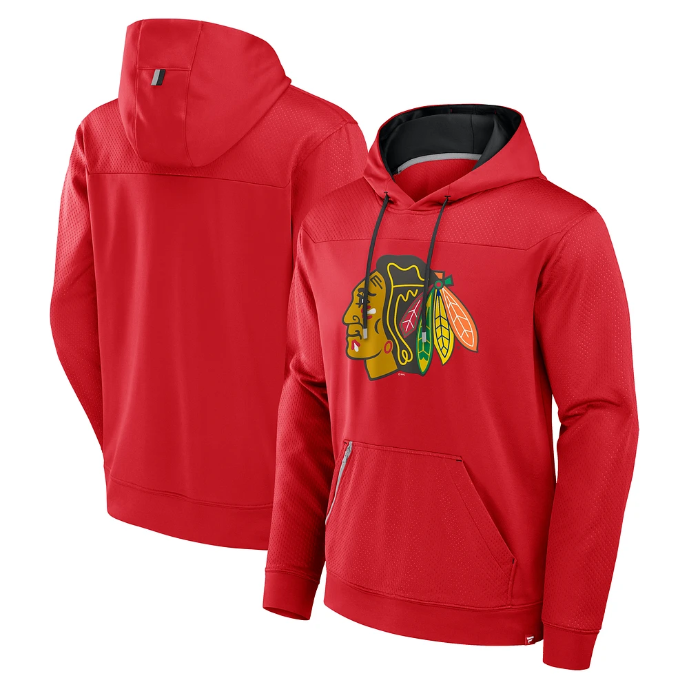 Sweat à capuche rouge Chicago Blackhawks Defender pour homme Fanatics