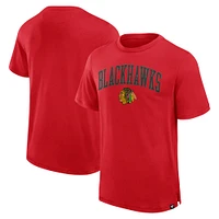 T-shirt Pima surélevé pour hommes Fanatics Red Chicago Blackhawks