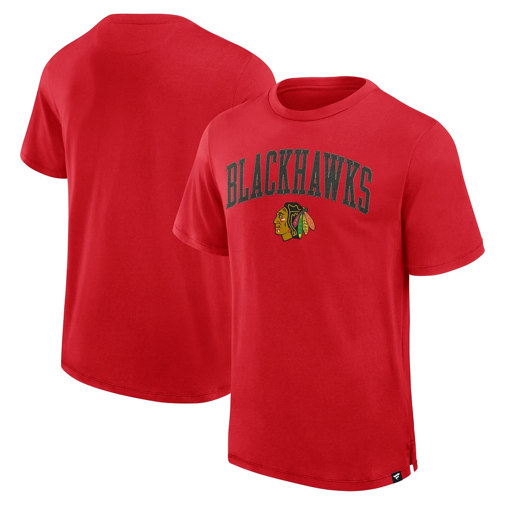 T-shirt Pima surélevé pour hommes Fanatics Red Chicago Blackhawks