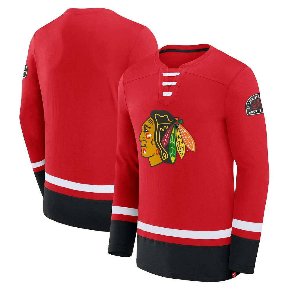 T-shirt à manches longues High Point pour homme Fanatics Red Chicago Blackhawks