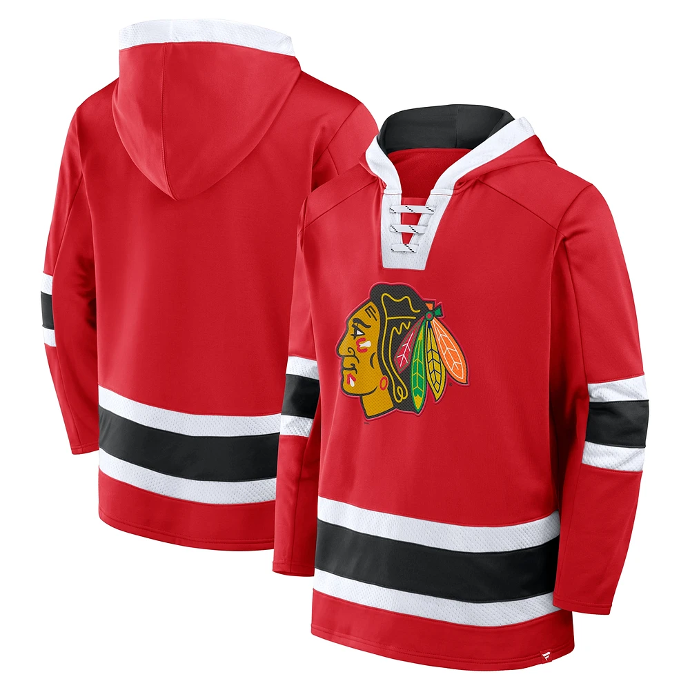 Sweat à capuche en polaire rouge Chicago Blackhawks Inside Line pour homme Fanatics