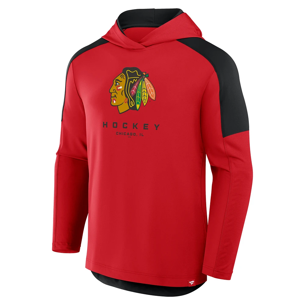 Men's Fanatics Red Chicago Blackhawks Meta Game Transitional Pullover Hoodie