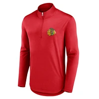 Haut rouge à col montant et zippé quart de tour des Blackhawks Chicago marque Fanatics pour hommes