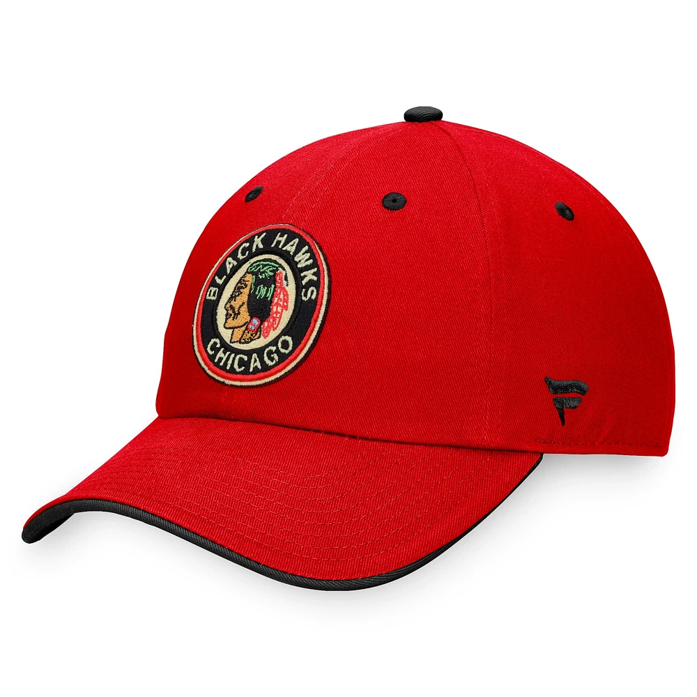 Casquette réglable rouge Chicago Blackhawks Original Six Fanatics pour hommes