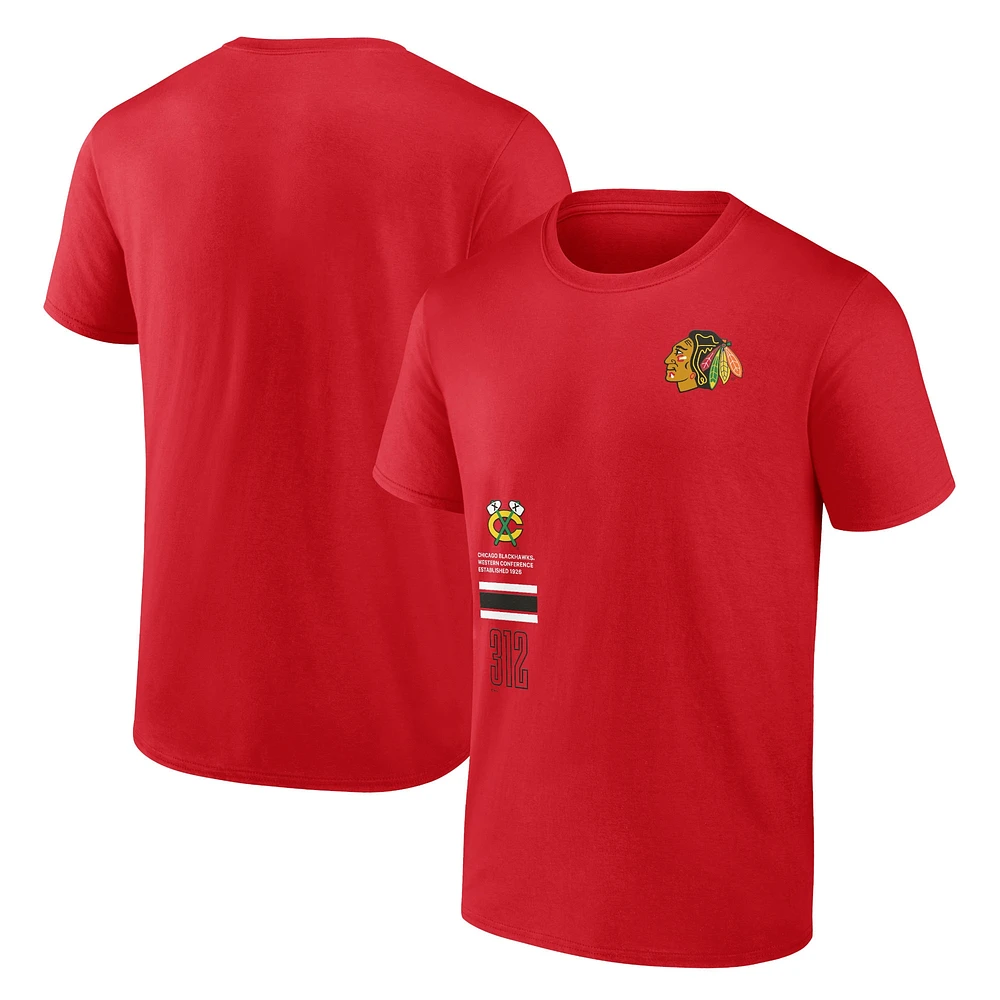 T-shirt rouge Fanatics pour hommes des Blackhawks de Chicago représentent