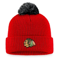 Men's Fanatics Red Chicago Blackhawks Team Cuffed Knit Hat with Pom