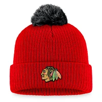 Men's Fanatics Red Chicago Blackhawks Team Cuffed Knit Hat with Pom