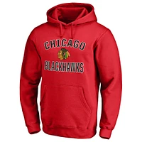 Men's Fanatics Red Chicago Blackhawks Team Victory Arch Fitted Pullover Hoodie