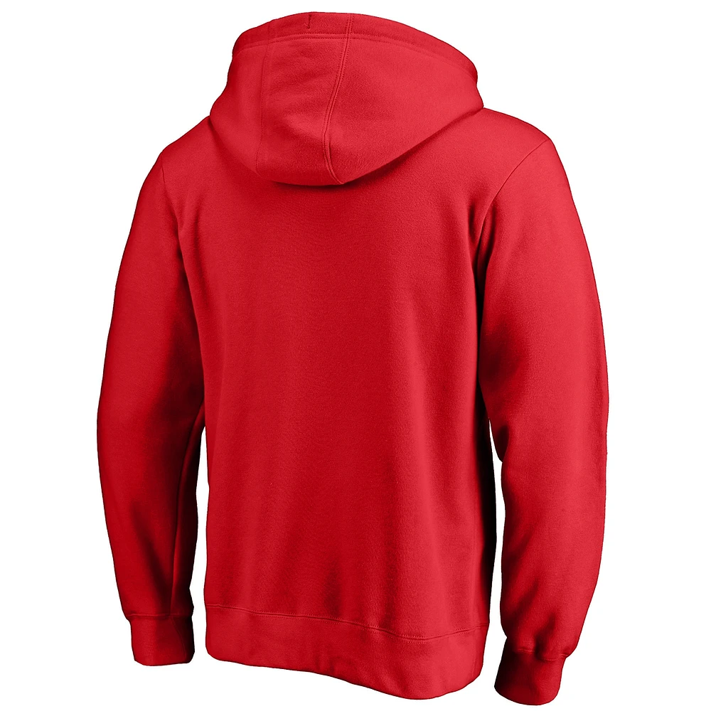 Men's Fanatics Red Chicago Blackhawks Team Victory Arch Fitted Pullover Hoodie
