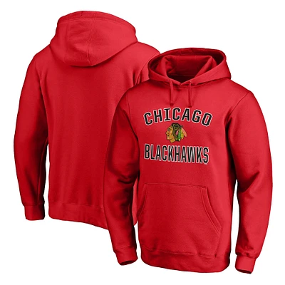 Men's Fanatics Red Chicago Blackhawks Team Victory Arch Fitted Pullover Hoodie