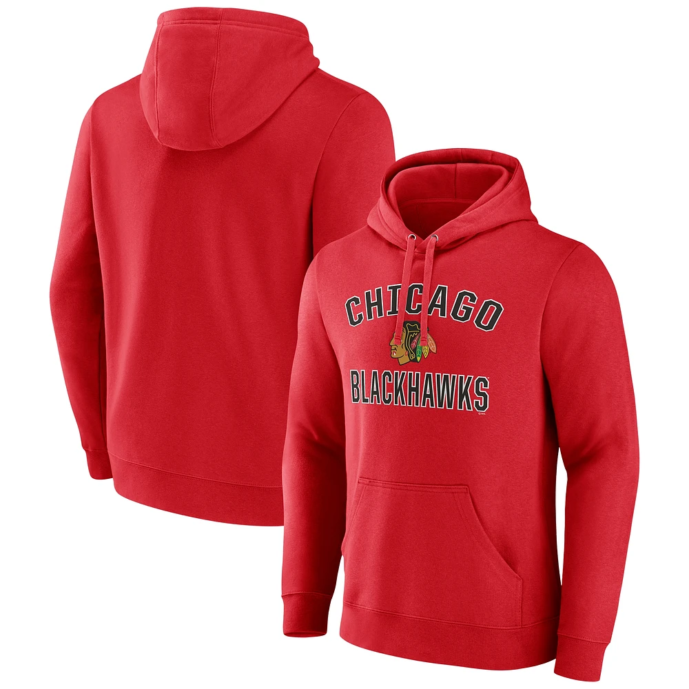 Sweat à capuche rouge Fanatics pour hommes Chicago Blackhawks Victory Arch