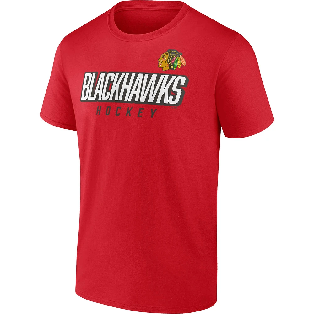 Ensemble de deux t-shirts avec le mot-symbole Fanatics Red Chicago Blackhawks pour hommes