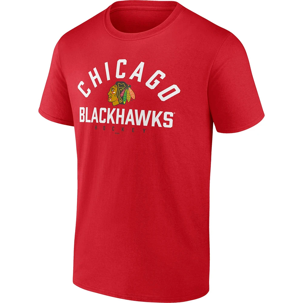 Ensemble de deux t-shirts avec le mot-symbole Fanatics Red Chicago Blackhawks pour hommes