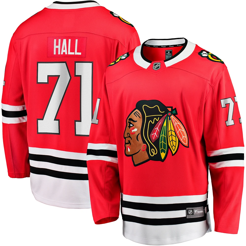 Maillot de joueur échappé à domicile des Blackhawks Chicago Fanatics Taylor Hall rouge pour hommes