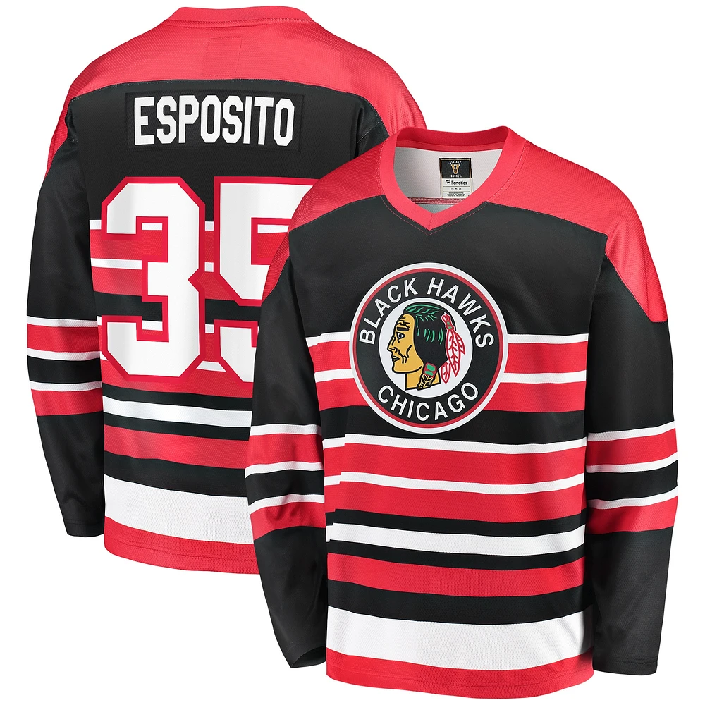 Fanatics pour hommes Tony Esposito rouge Chicago Blackhawks Premier Breakaway joueur retraité - Maillot