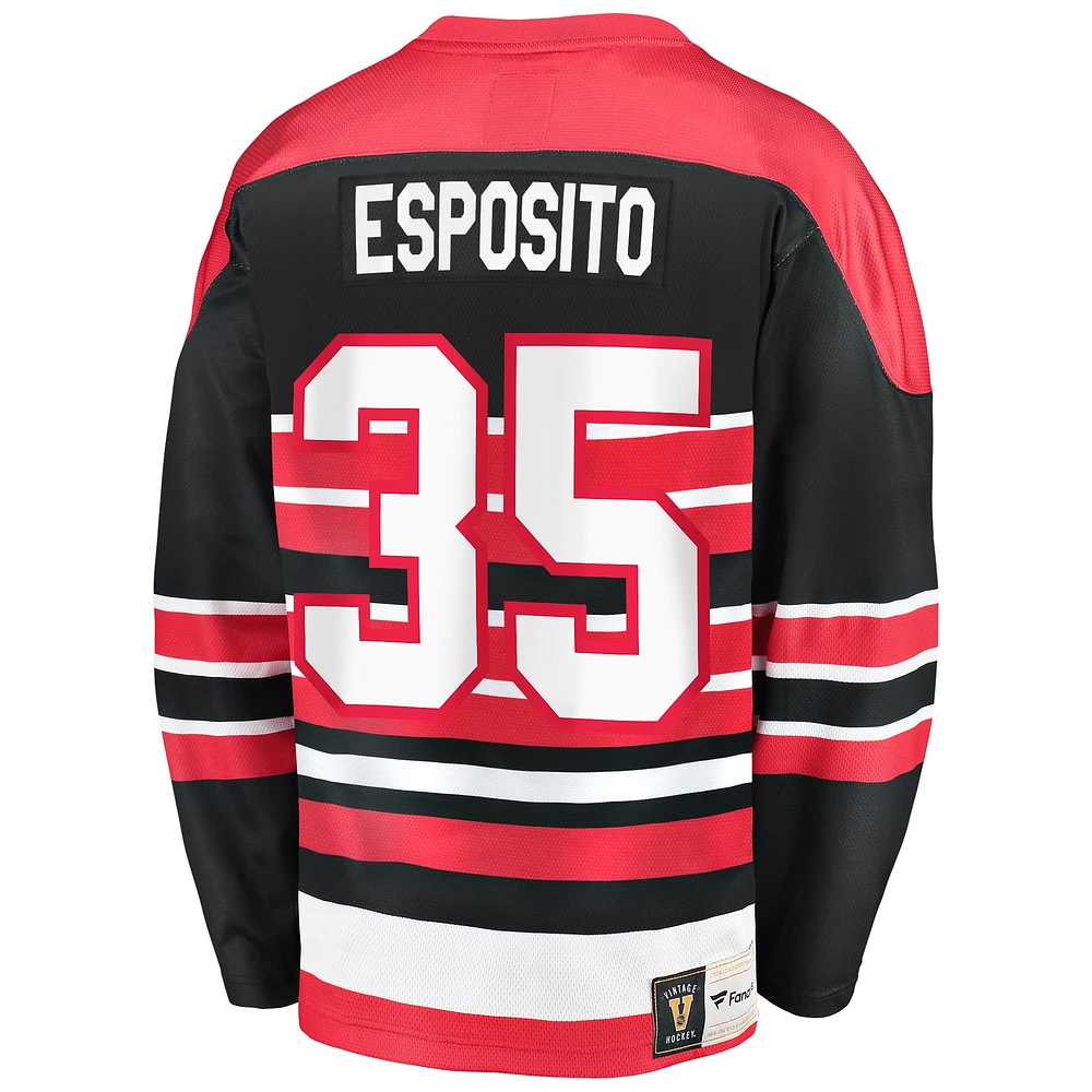 Fanatics pour hommes Tony Esposito rouge Chicago Blackhawks Premier Breakaway joueur retraité - Maillot