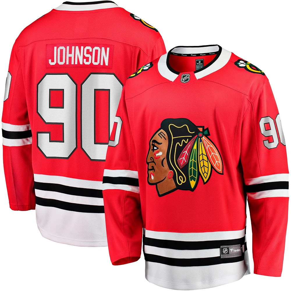 Maillot de joueur échappé l'équipe à domicile des Blackhawks Chicago Fanatics Tyler Johnson rouge pour hommes