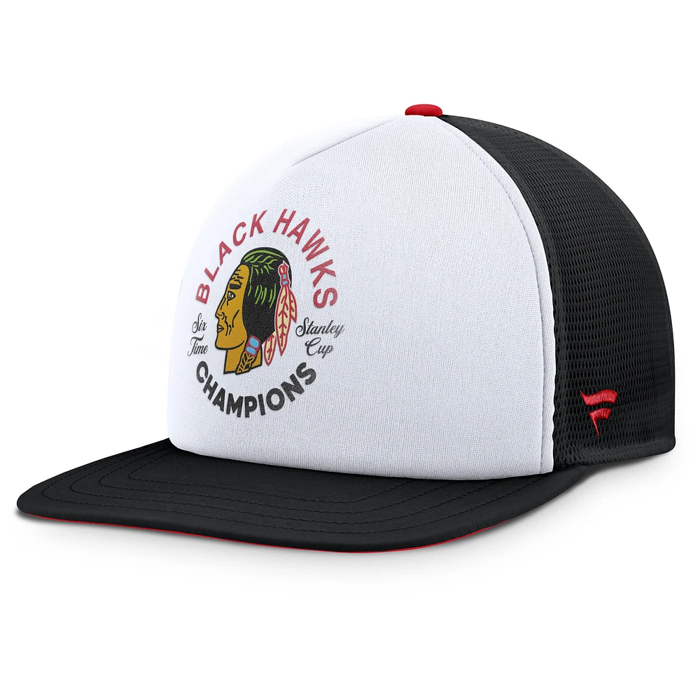 Casquette snapback en mousse pour homme Fanatics Chicago Blackhawks Decades Collection blanche/noire