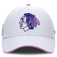 Men's Fanatics White Chicago Blackhawks Authentic Pro Hockey Fights Cancer Adjustable Hat