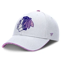 Men's Fanatics White Chicago Blackhawks Authentic Pro Hockey Fights Cancer Adjustable Hat