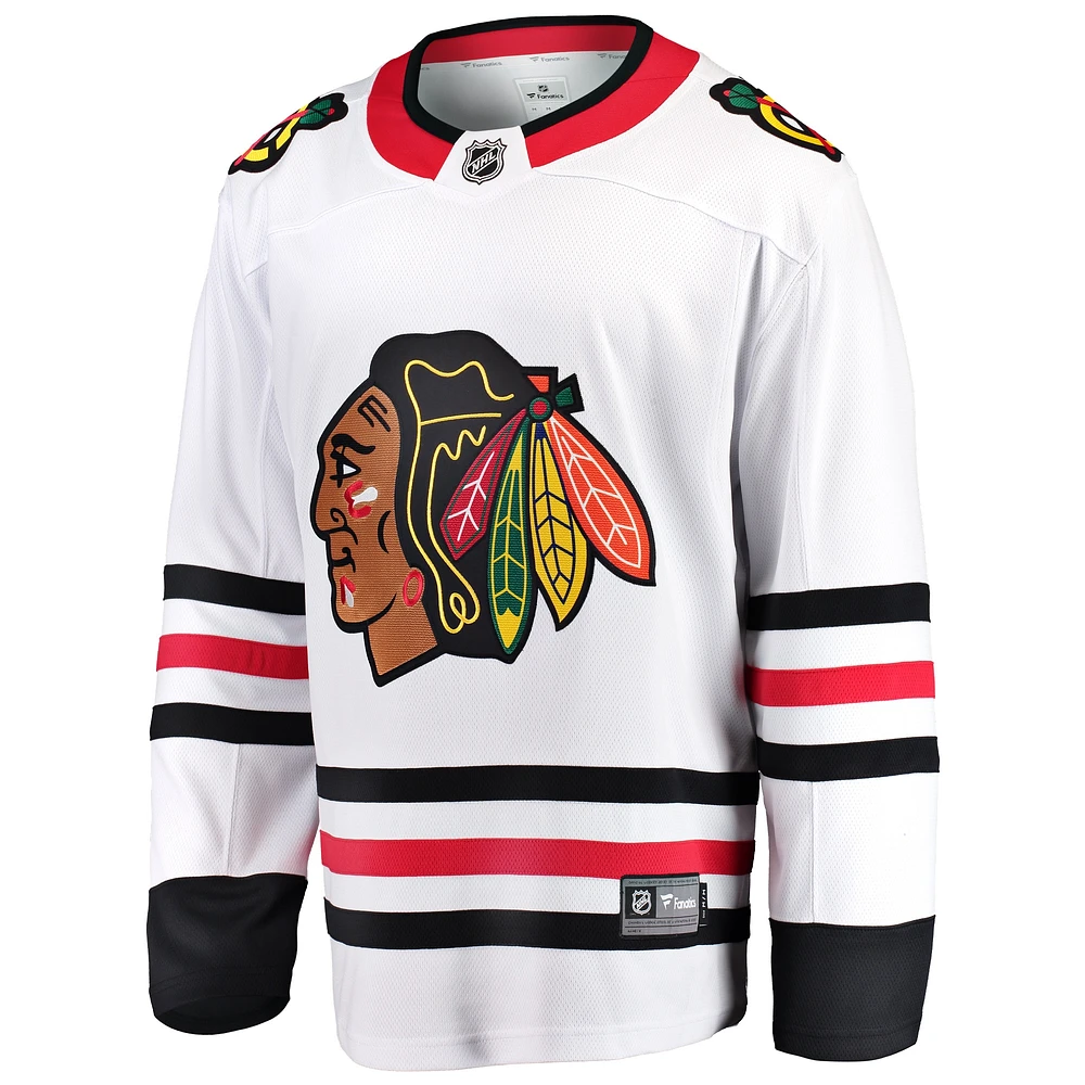 Maillot Breakaway Away blanc des Blackhawks de Chicago Fanatics pour hommes