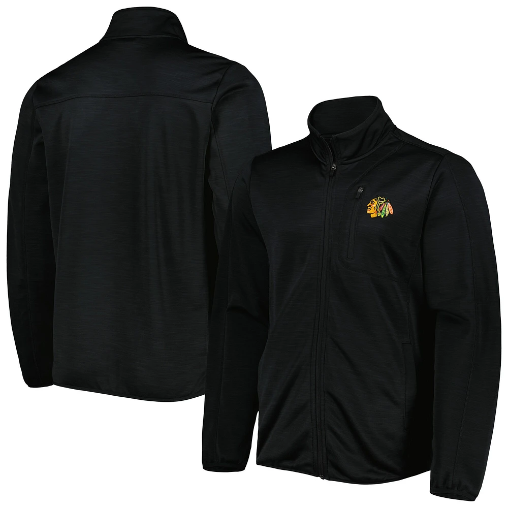 Men's G-III Sports by Carl Banks Black Chicago Blackhawks Closer Transitional Full-Zip Jacket