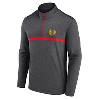 Haut à glissière quart de tour raglan en tête-à-tête Chicago Blackhawks pour homme, couleur anthracite chiné