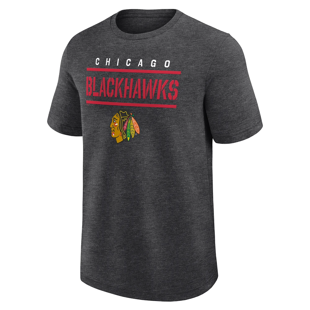 Men's  Heather Charcoal Chicago Blackhawks Top Notch T-Shirt