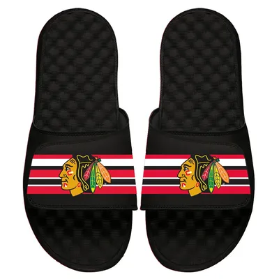 Chicago Blackhawks ISlide Stripe Logo Slide Sandals - Black