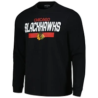 Men's Levelwear Connor Bedard Black Chicago Blackhawks Oscar Name & Number Long Sleeve T-Shirt