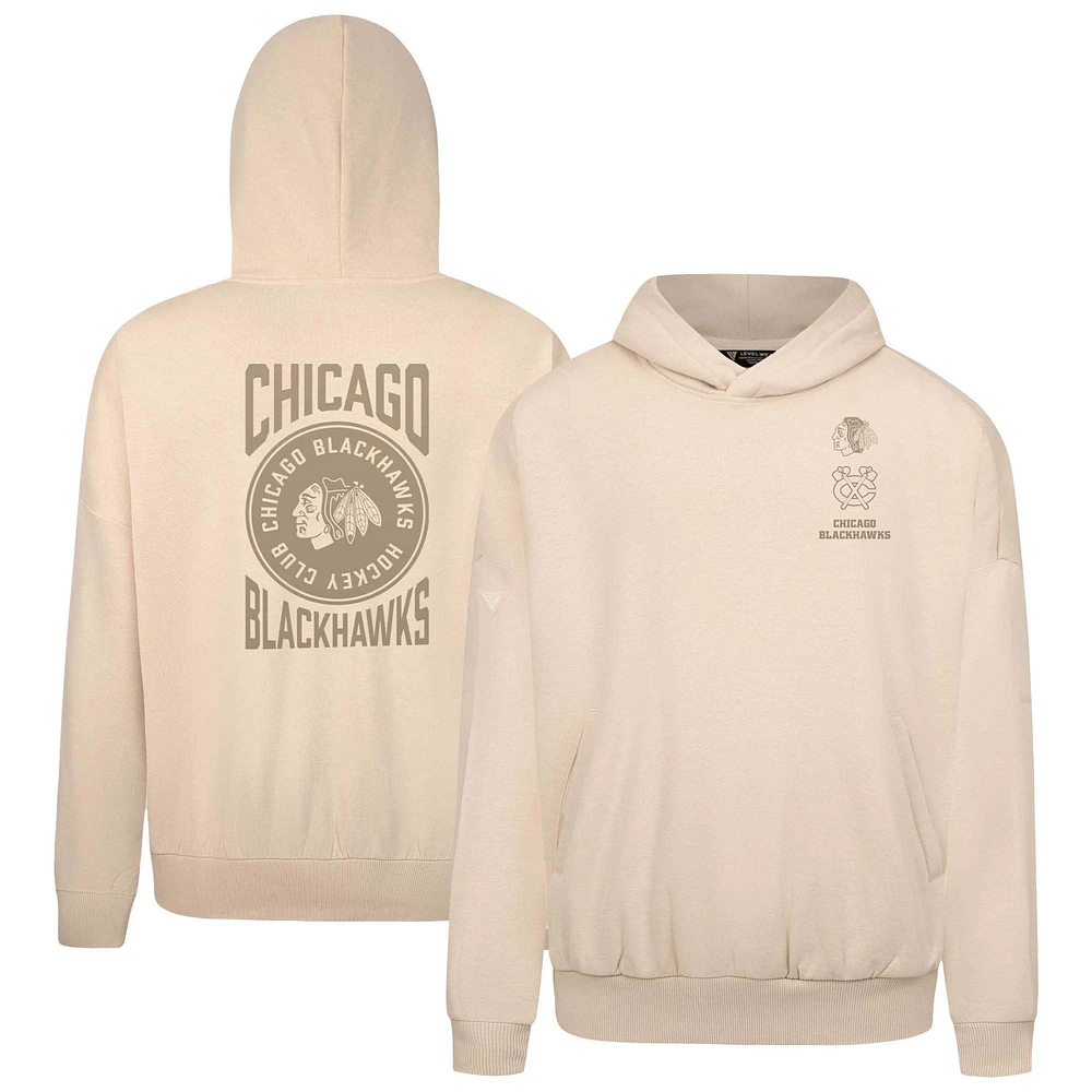 Sweat à capuche enfiler pour homme avec logo Contact Stamp des Chicago Blackhawks de couleur crème Levelwear