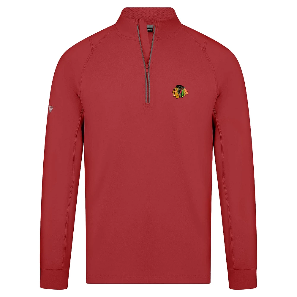 Men's Levelwear Red Chicago Blackhawks Theory Insignia Core Raglan Quarter-Zip Pullover Top