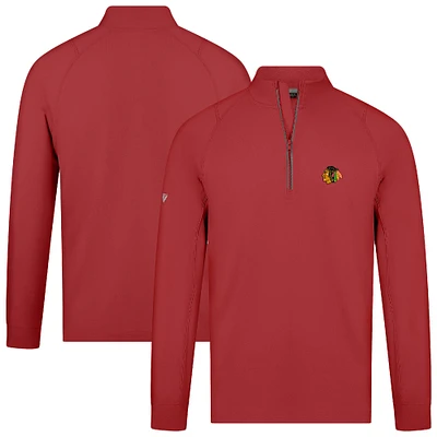 Men's Levelwear Red Chicago Blackhawks Theory Insignia Core Raglan Quarter-Zip Pullover Top