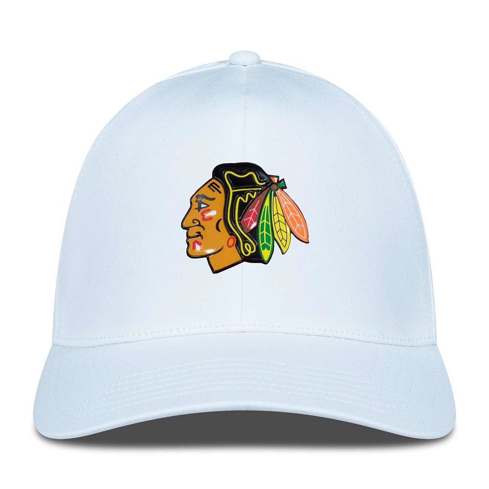 Casquette Zeta Insignia Core Flex blanche pour homme des Chicago Blackhawks de Levelwear