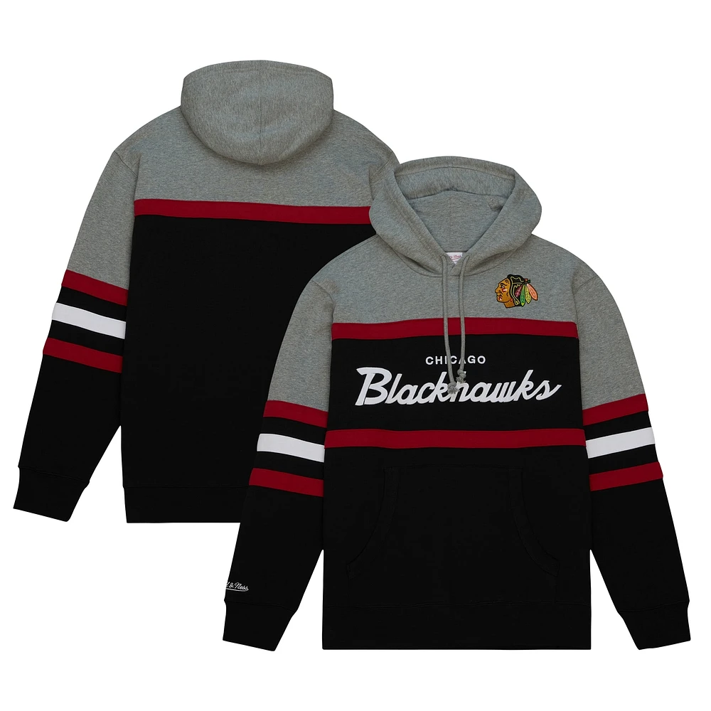 Men's Mitchell & Ness Black/Gray Chicago Blackhawks Head Coach Pullover Hoodie