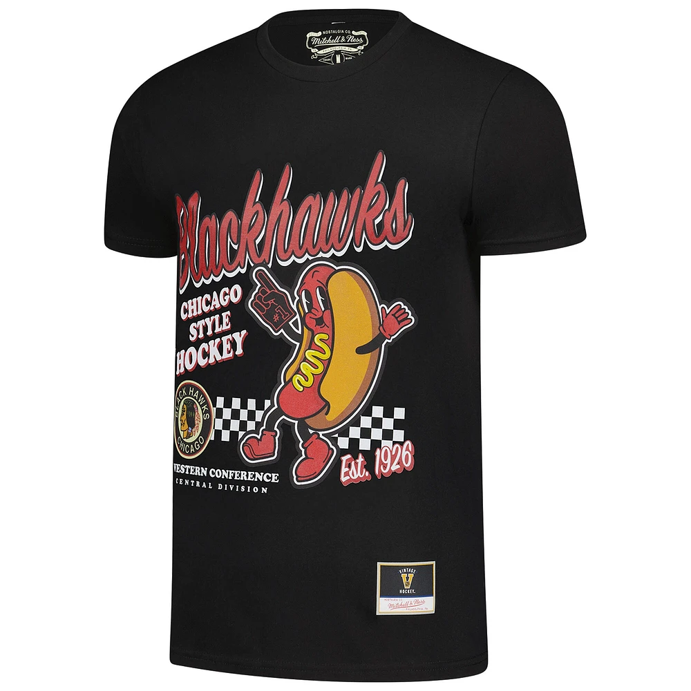 T-shirt noir Mitchell & Ness pour homme avec motif de cuisine locale Chicago Blackhawks