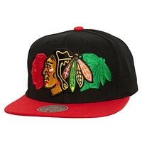 Casquette snapback Soul Triple Up Chicago Blackhawks noire Mitchell & Ness pour homme