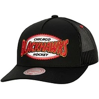 Men's Mitchell & Ness Black Chicago Blackhawks Team Seal Trucker Snapback Hat