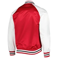 Veste à bouton-pression en satin raglan Primetime Chicago Blackhawks Mitchell & Ness rouge/blanc pour hommes